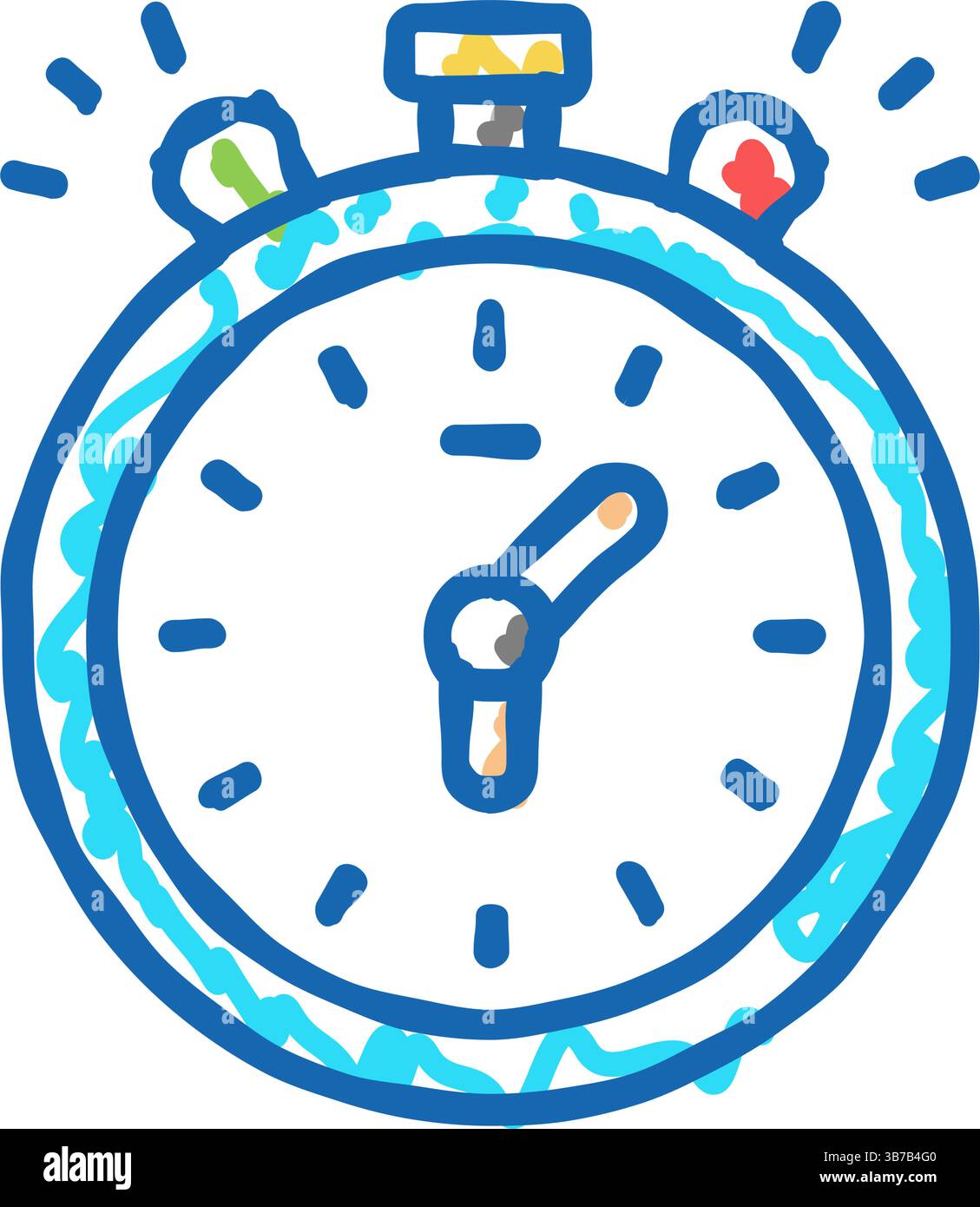 stopwatch playing time counting icon doodle illustration Stock Vector ...