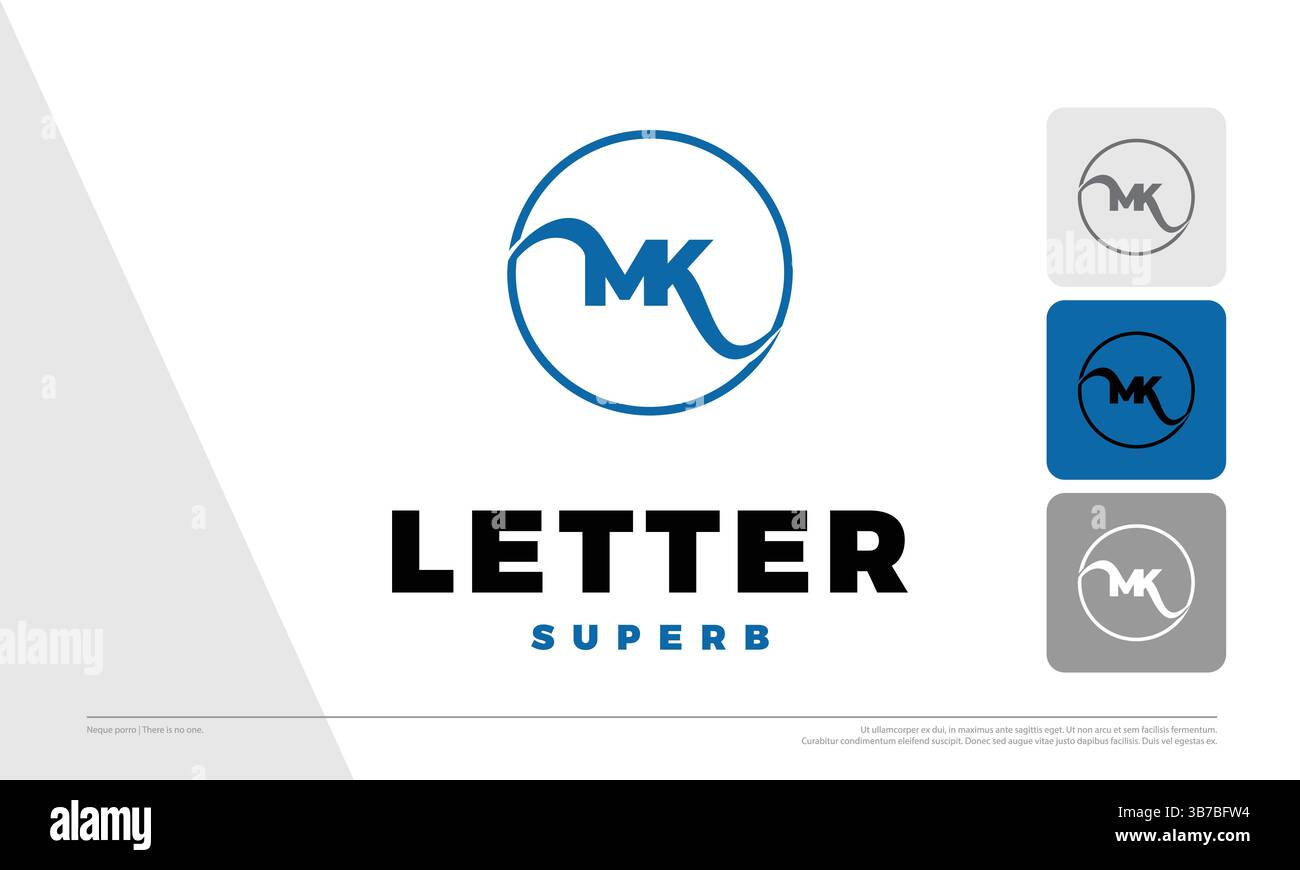 Initial Letter MK Icon Illustration Design Stock Vector