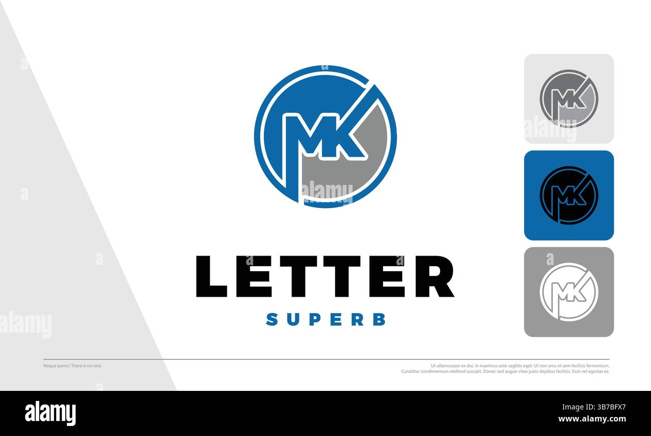 Initial Letter MK Icon Illustration Design Stock Vector