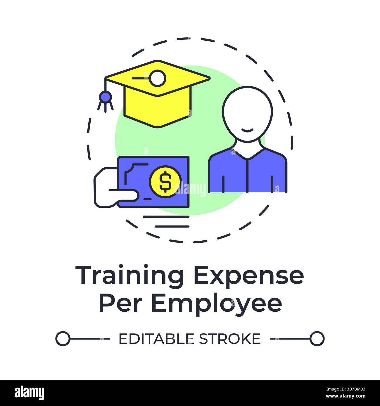 Training expense per employee multi color concept icon Stock Vector