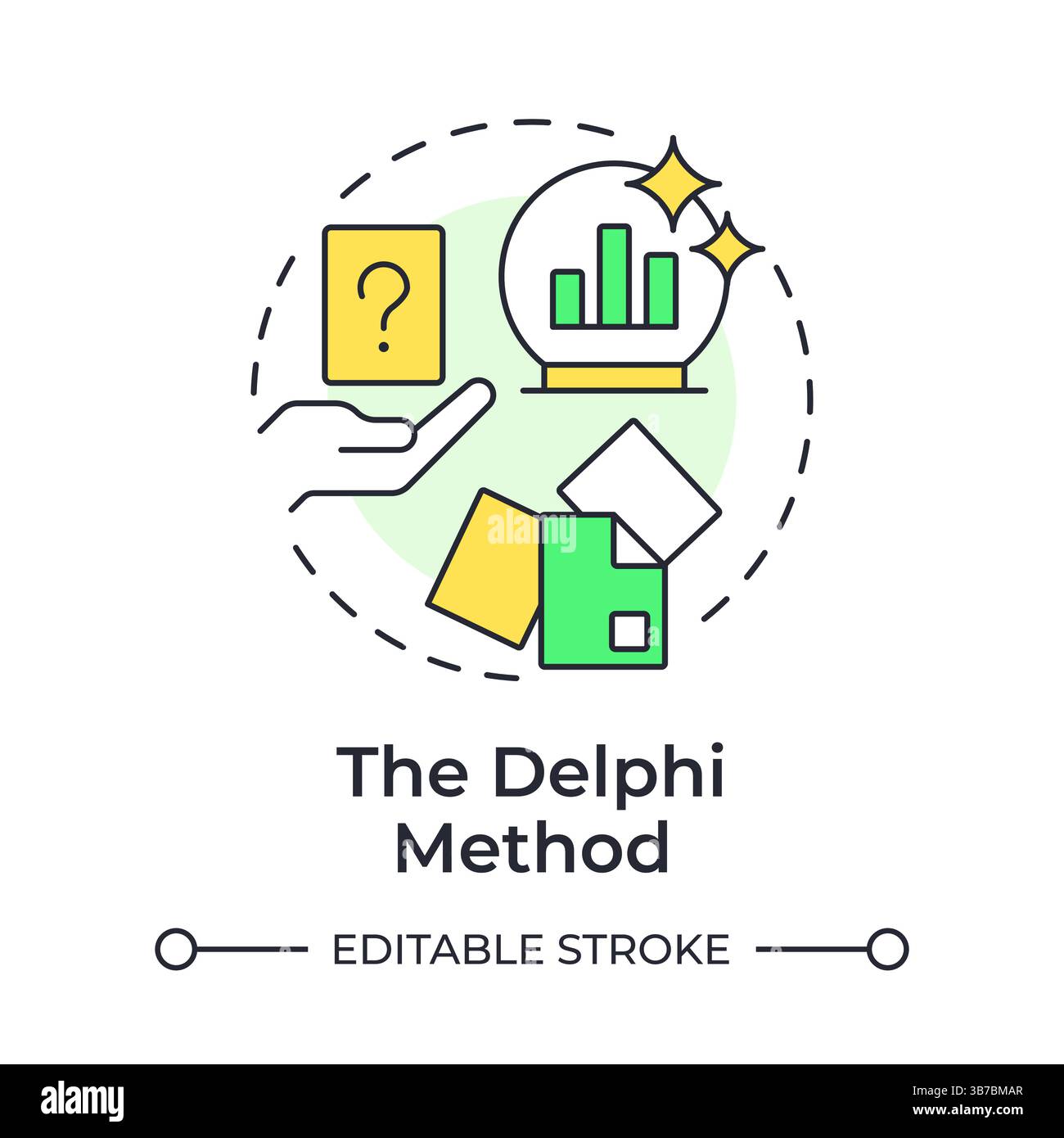 Delphi method multi color concept icon Stock Vector
