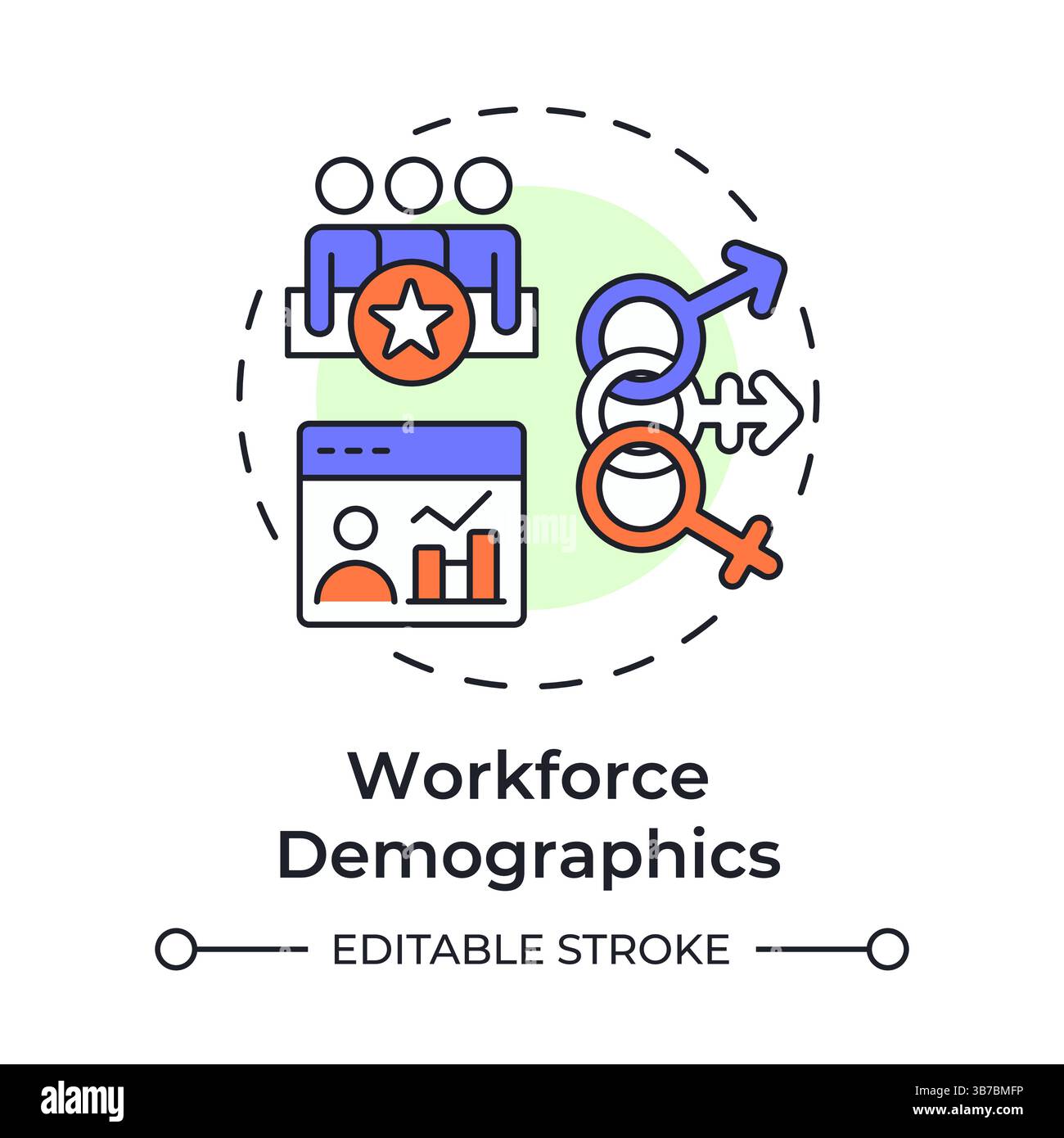 Workforce demographics multi color concept icon Stock Vector Image ...