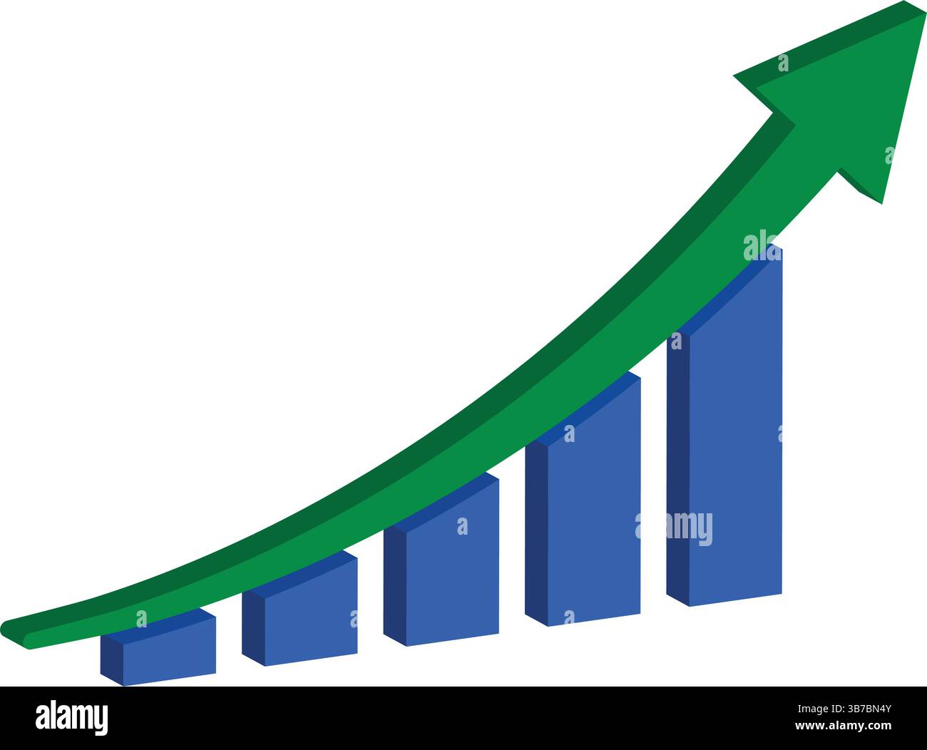 3D business growth chart with rising arrow isolated on transparent or ...