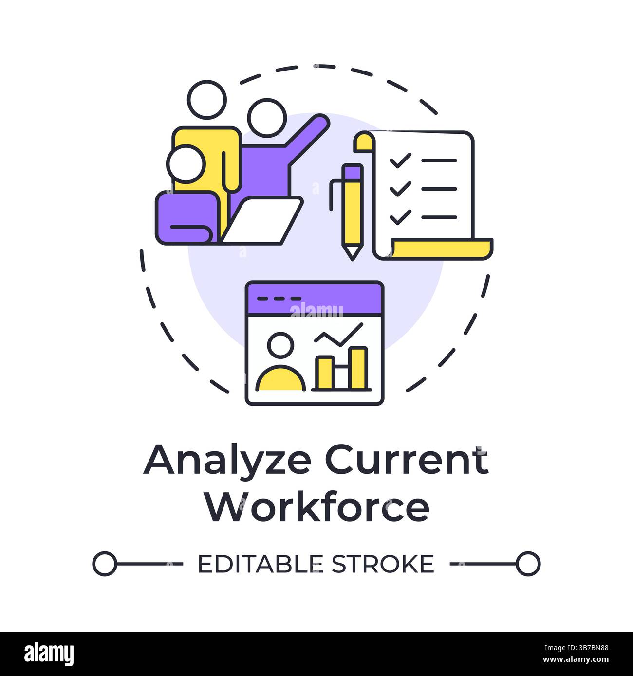 Analyze current workforce multi color concept icon Stock Vector