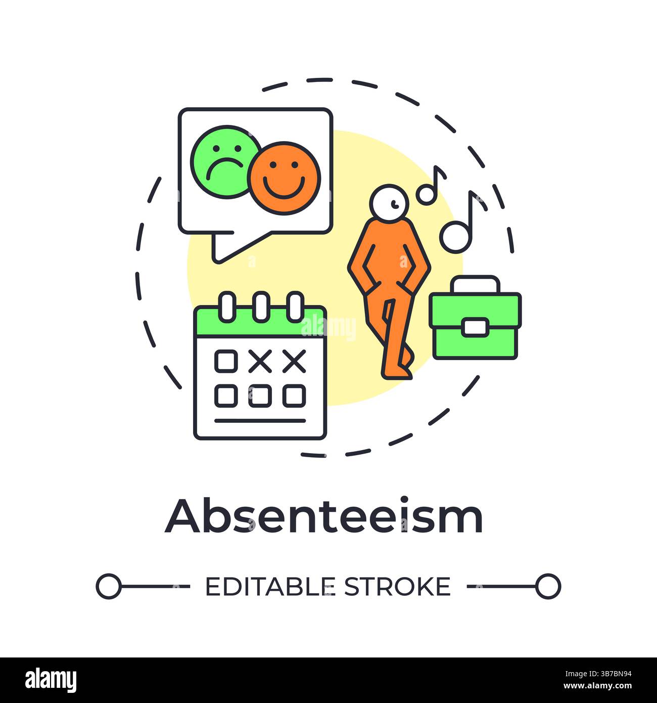 Absenteeism multi color concept icon Stock Vector