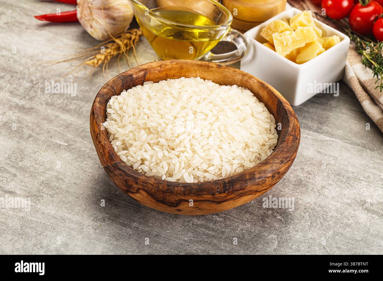 Dry raw Arborio rice for risotto Stock Photo - Alamy
