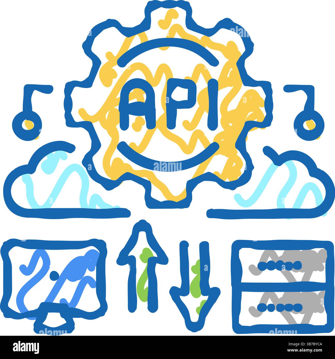 api digital technology icon doodle illustration Stock Vector Image ...