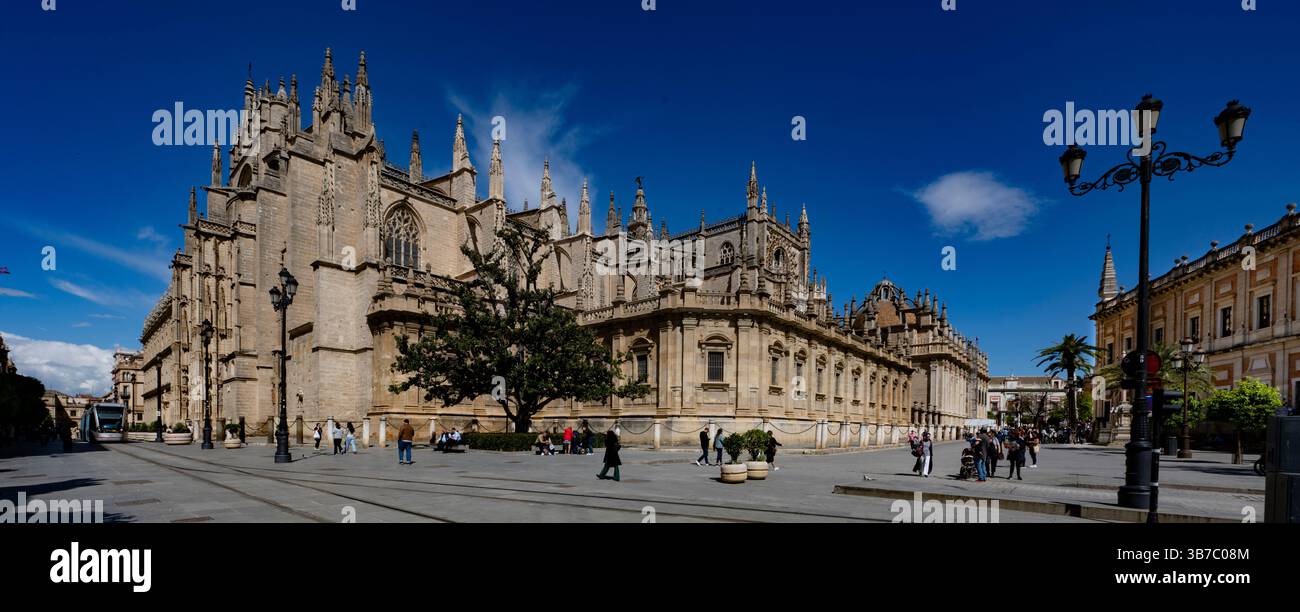 Exterior of Seville Cathedral the largest Gothic Cathedral in the world, Andalucia, Spain Stock Photo