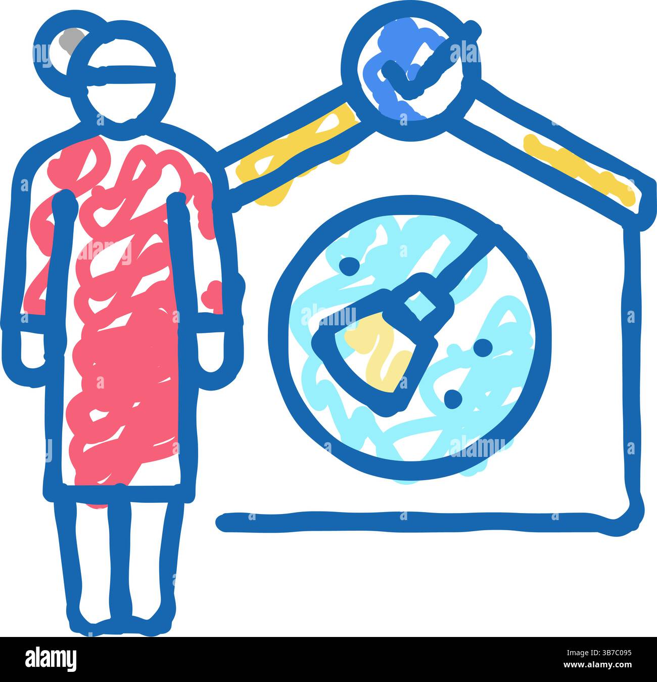 cleaning children room icon doodle illustration Stock Vector Image ...