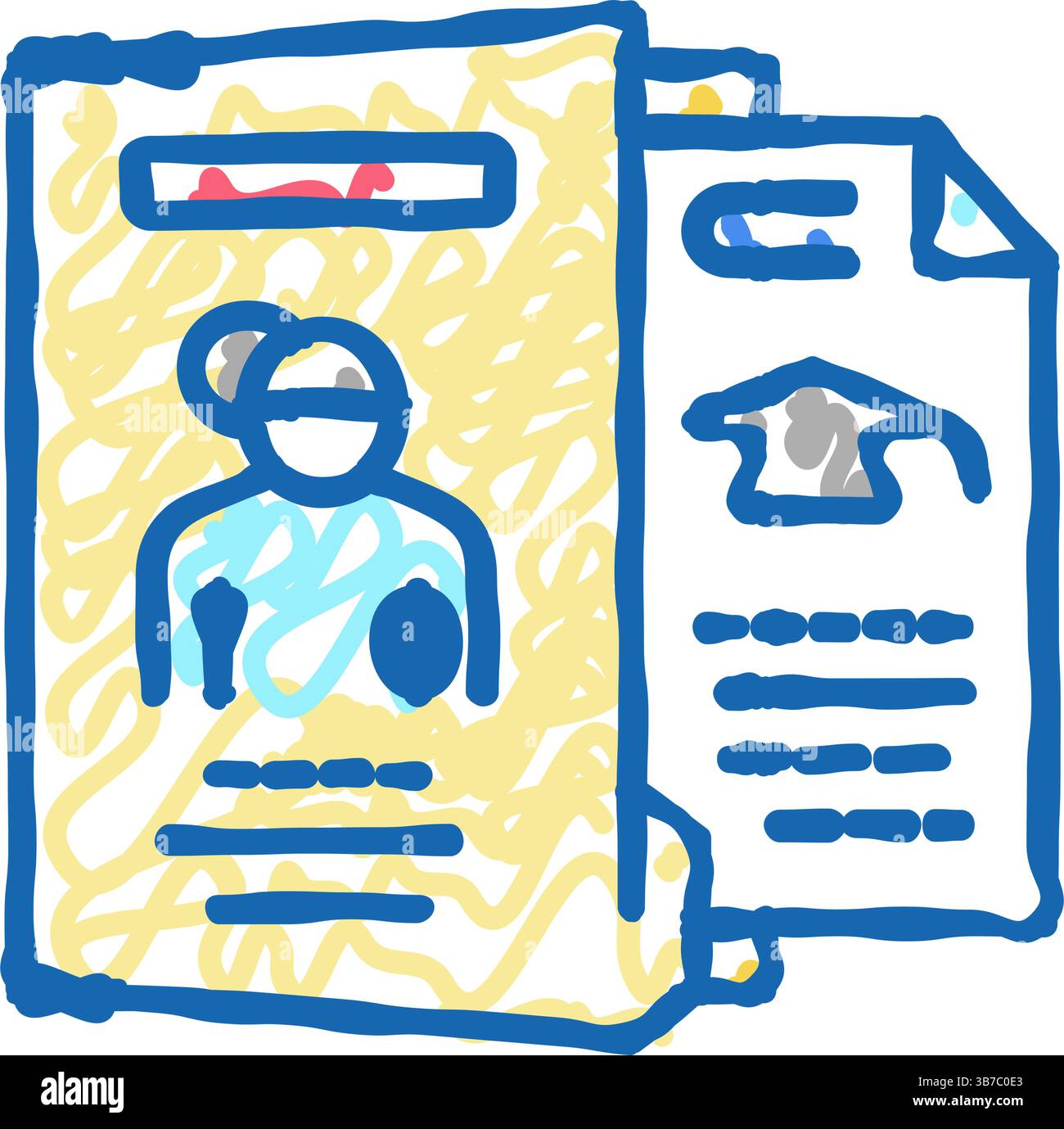 biography check and verification of candidates icon doodle illustration ...