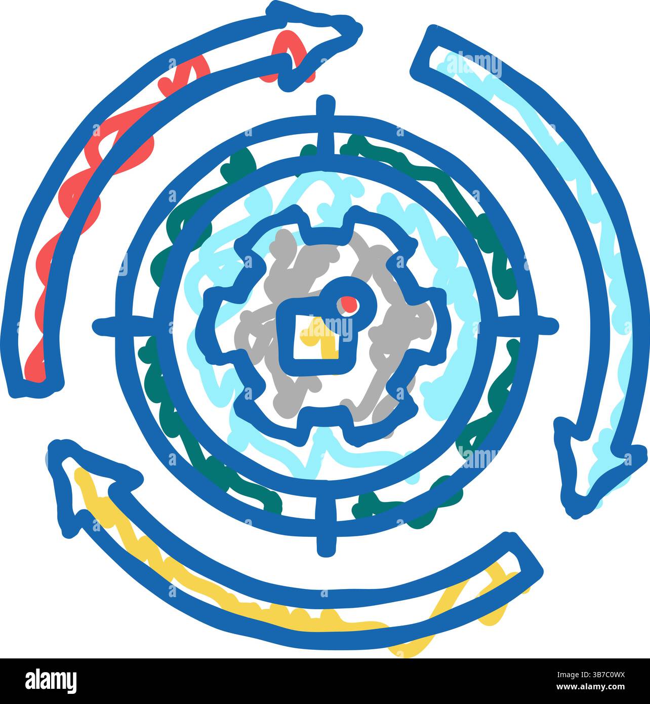 system working process icon doodle illustration Stock Vector Image ...