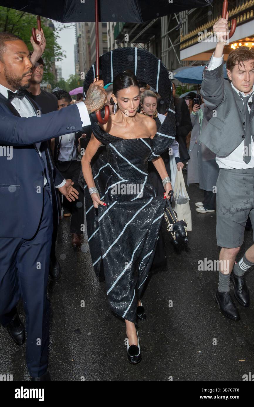 Demi Moore wearing Thom Browne departs the Pierre Hotel for 2025 Met ...