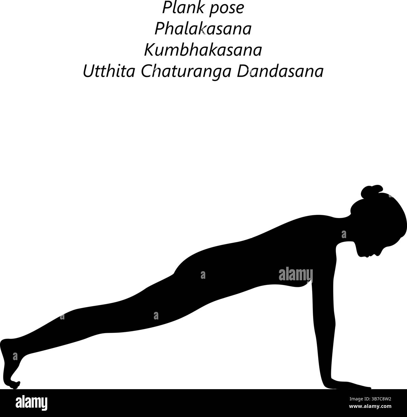 Silhouette of woman practicing Phalakasana yoga pose. Plank yoga pose ...