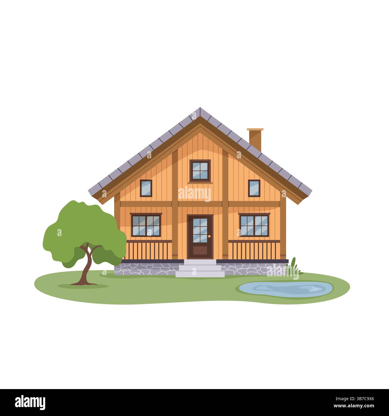 Chalet building in flat style. Isolated clipart Stock Vector Image ...