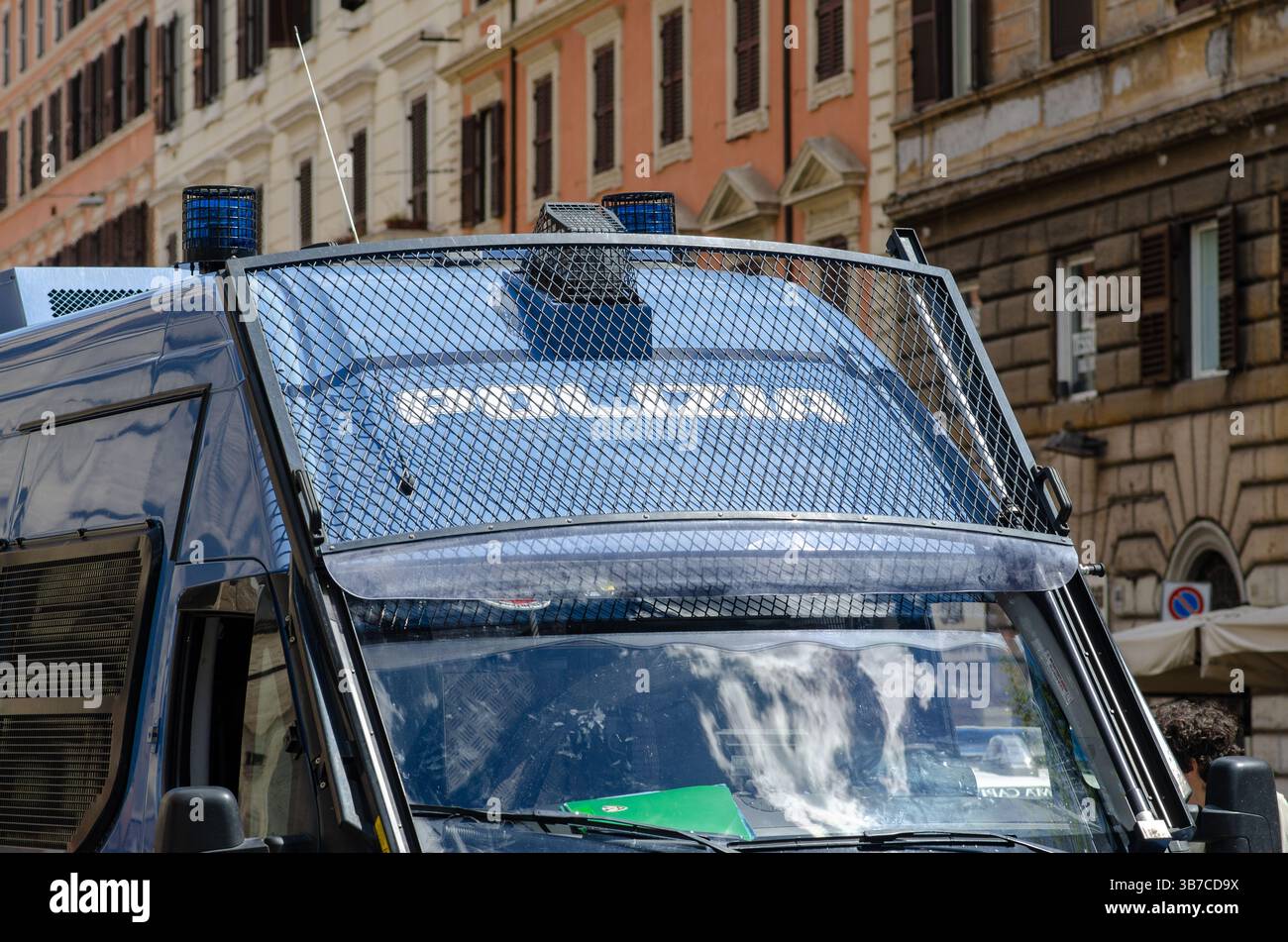 state police, a robust transport vehicle equipped with riot protection ...