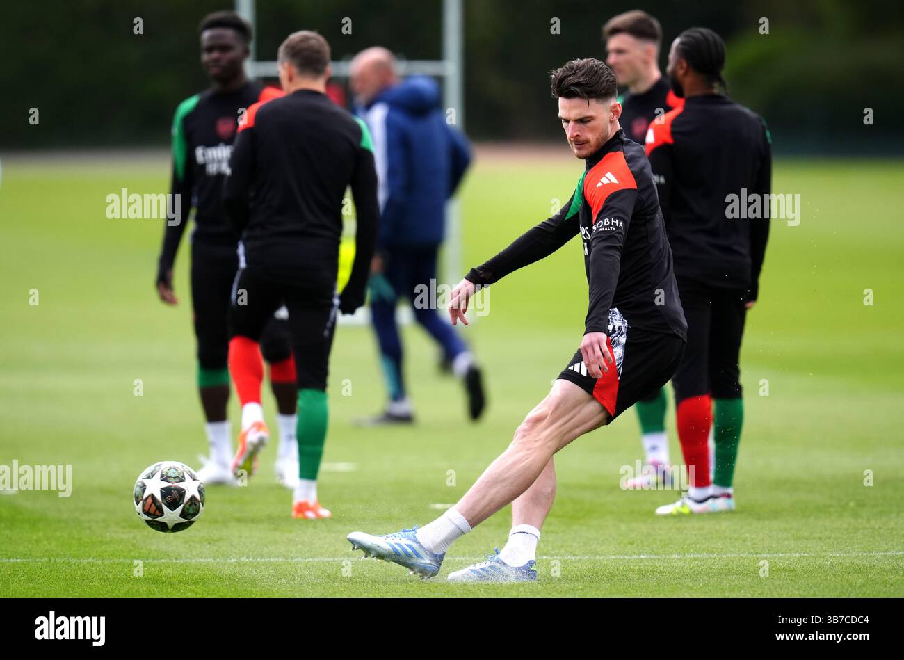 Arsenal's Declan Rice (centre) during a training session at the Sobha ...