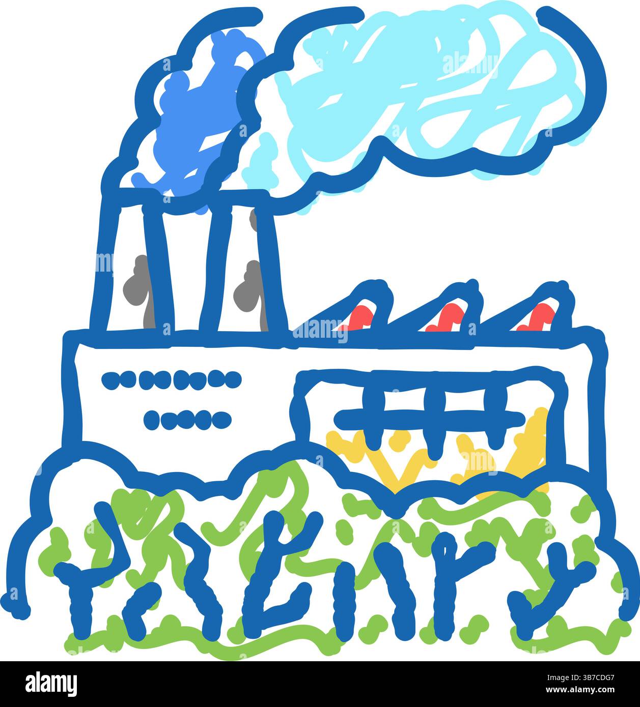 green factory icon doodle illustration Stock Vector Image & Art - Alamy