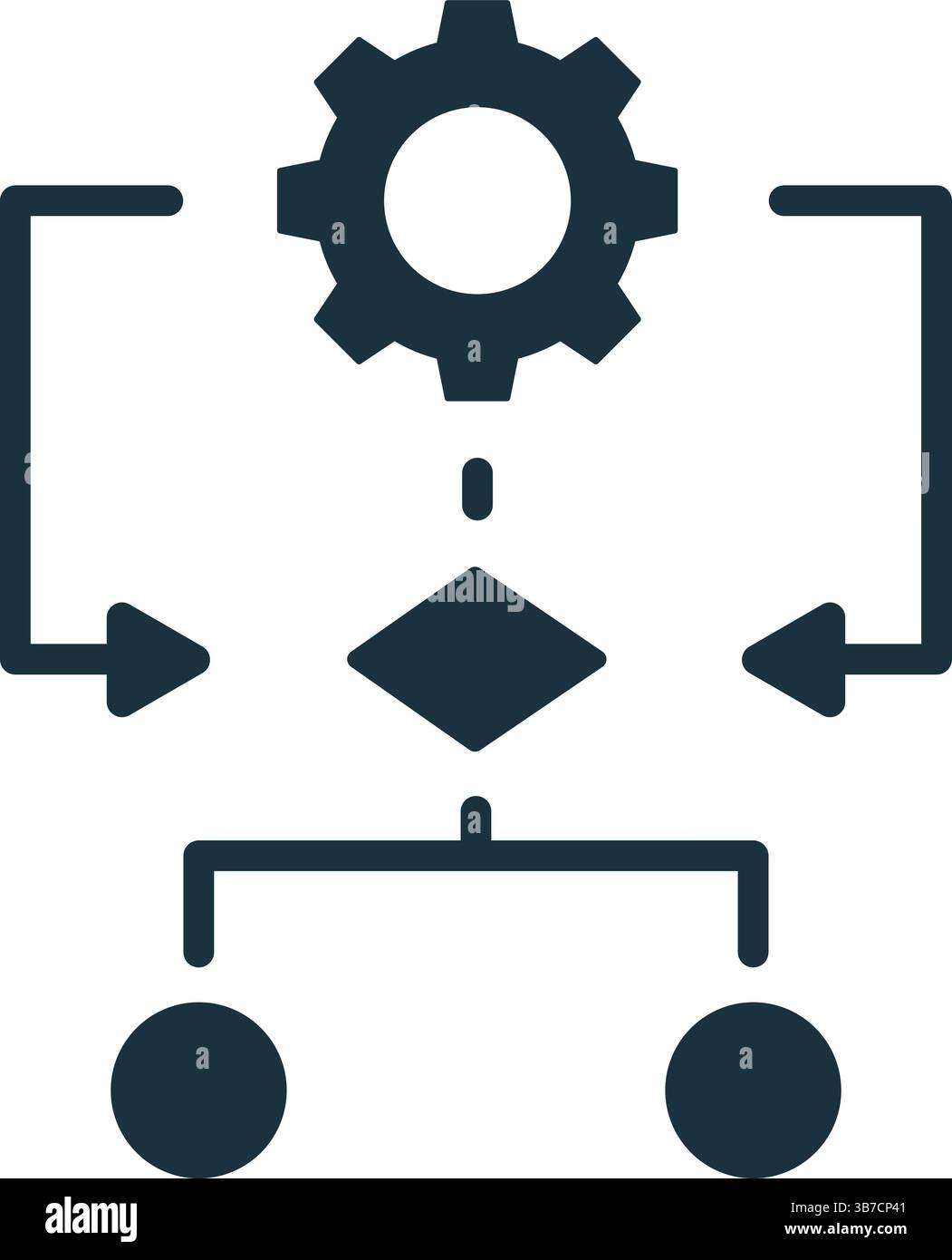 Algorithm managing process with automated system and gear icon, symbolizing workflow, automation, and decision making Stock Vector