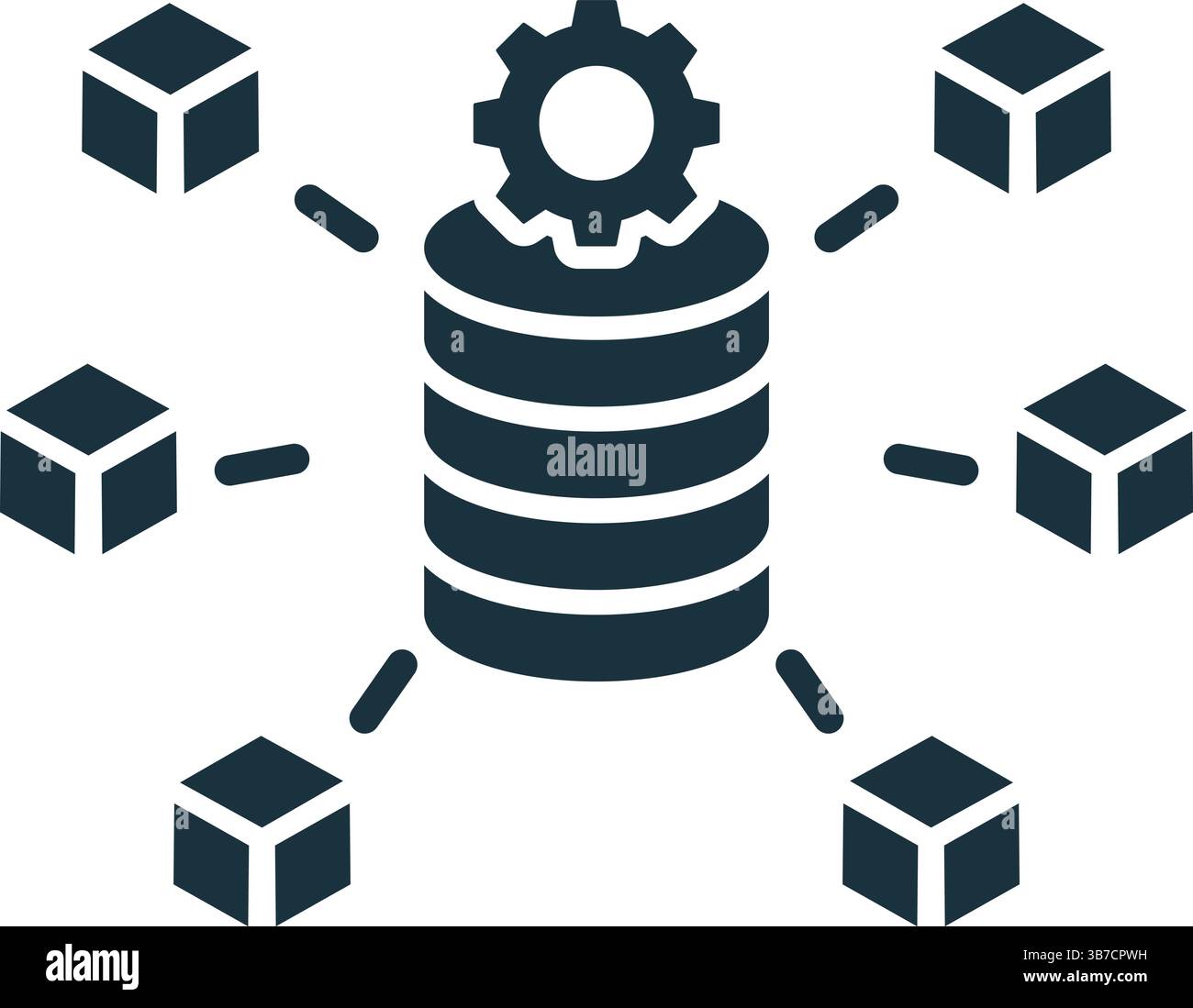 Data processing system efficiently managing and distributing multiple data blocks, symbolizing seamless data flow and integration Stock Vector