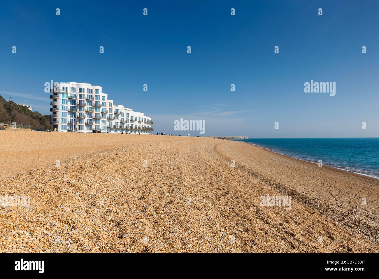 Shoreline Folkestone housing development along the coast, Folkestone, Kent, England Stock Photo