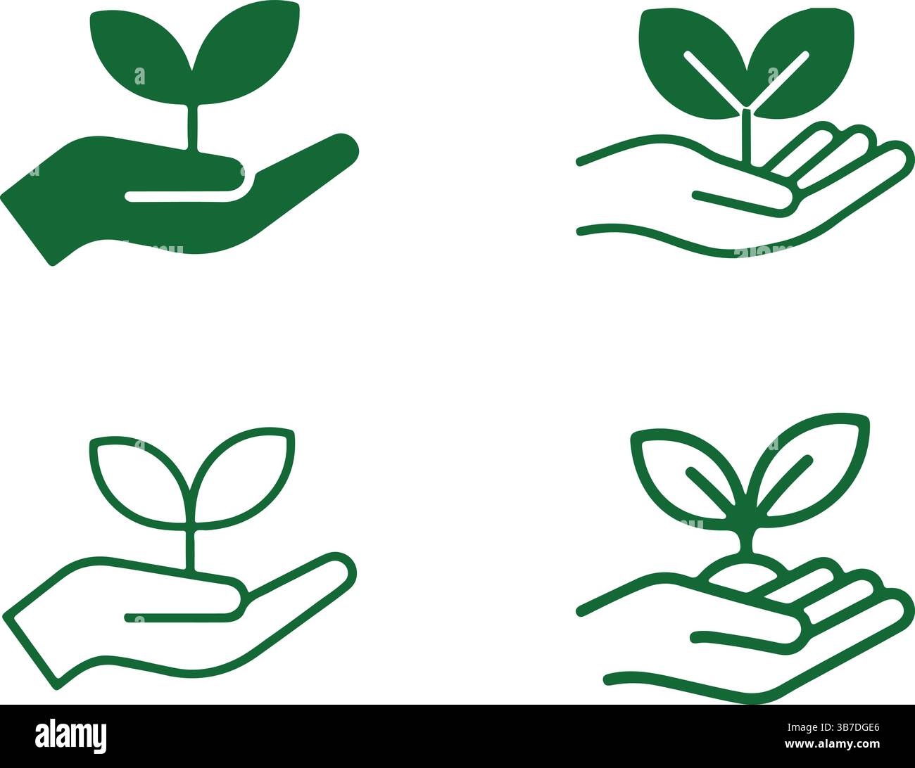 Hand Holding Sprout Growth Nature Icons Stock Vector Image & Art - Alamy