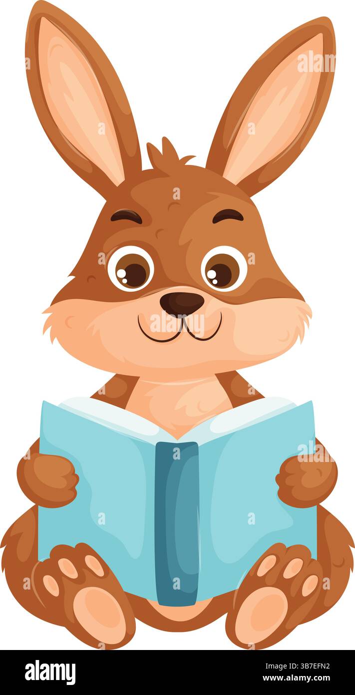 Animal reading book bunny Stock Vector Images - Alamy