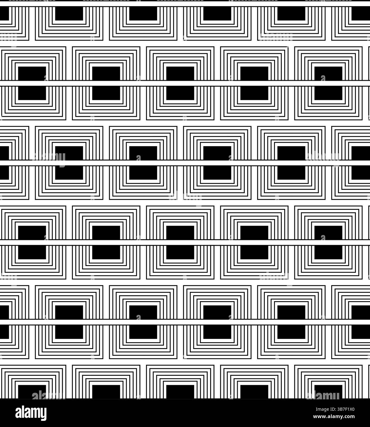 Square Geometry seamless pattern. Vector graphic line illustration. Black and white Banner, poster, wrapping paper, sticker, print, modern textile des Stock Vector