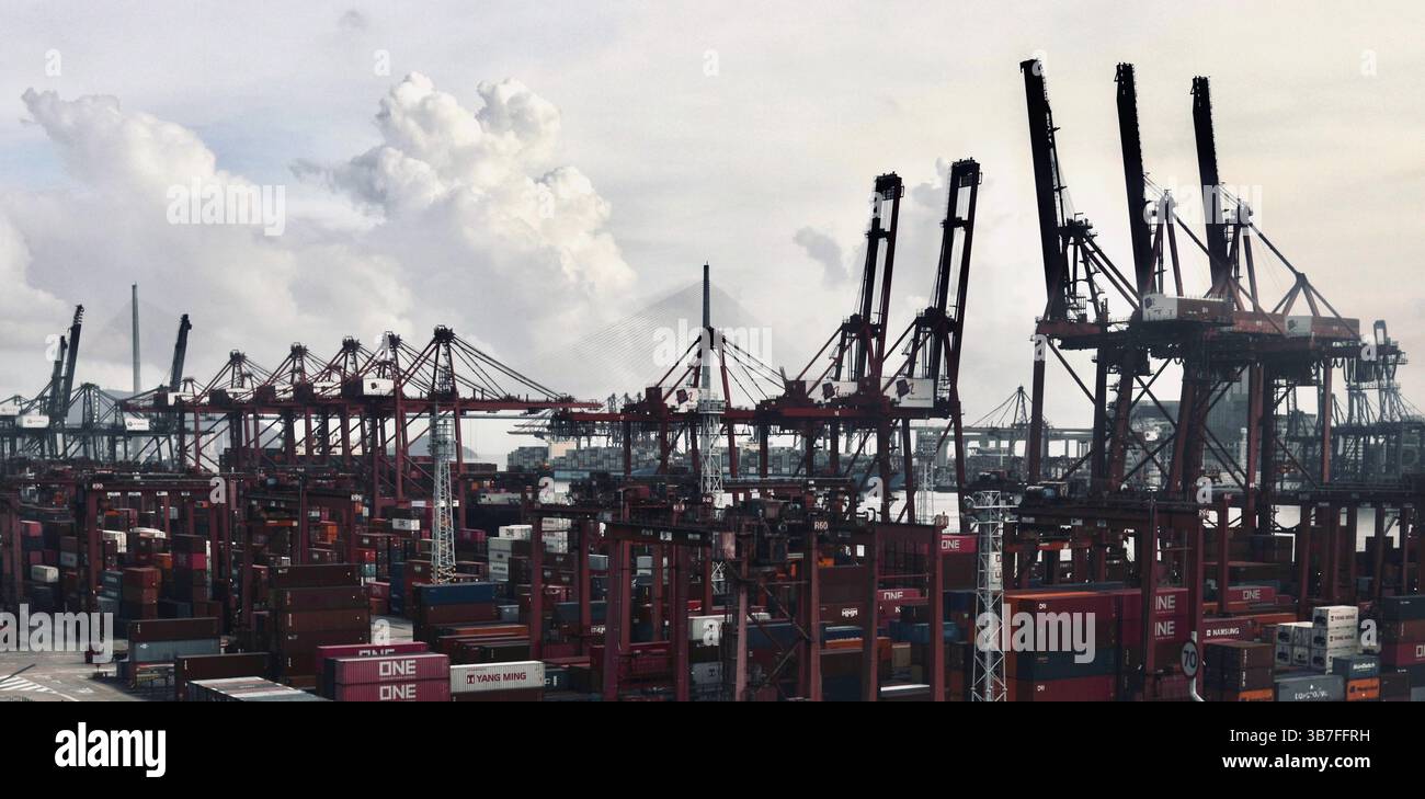 July 2, 2024, Hong Kong, CHINA: View of Kwai Chung Container Terminals ...