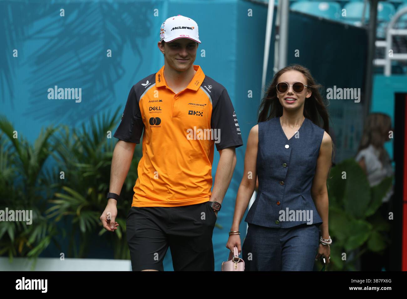 Oscar Piastri and Lily Zneimer at the Formula 1 Crypto.com Miami Grand Prix 2025