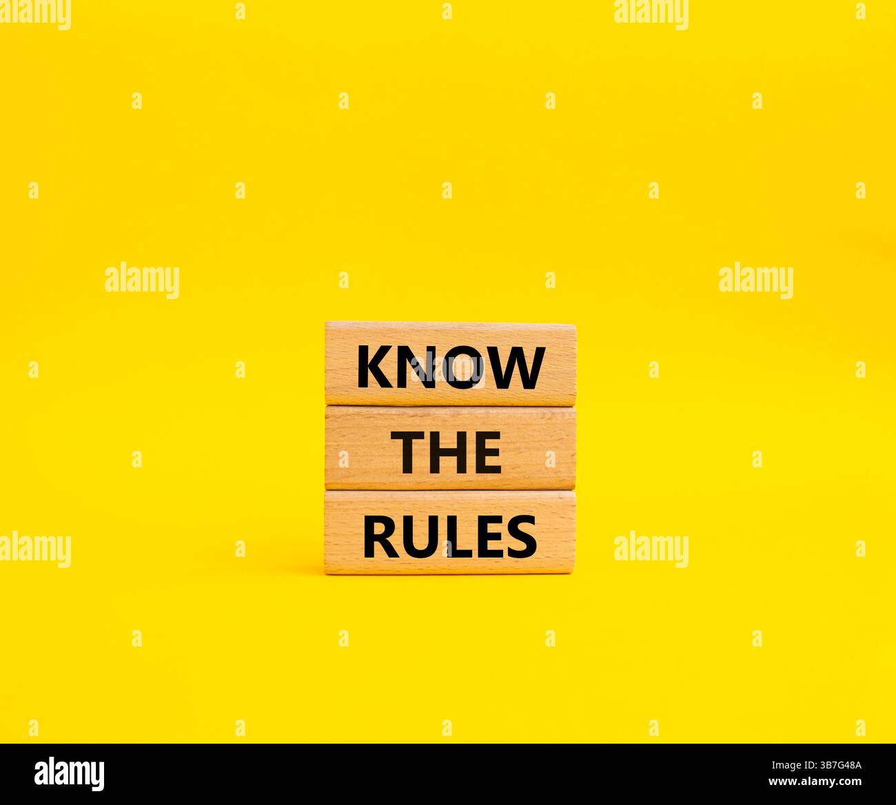 Know the rules symbol. Wooden blocks with words Know the rules ...
