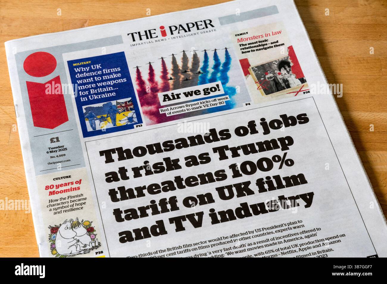 6 May 2025. Front page headline in The i Paper reads Thousands of jobs ...