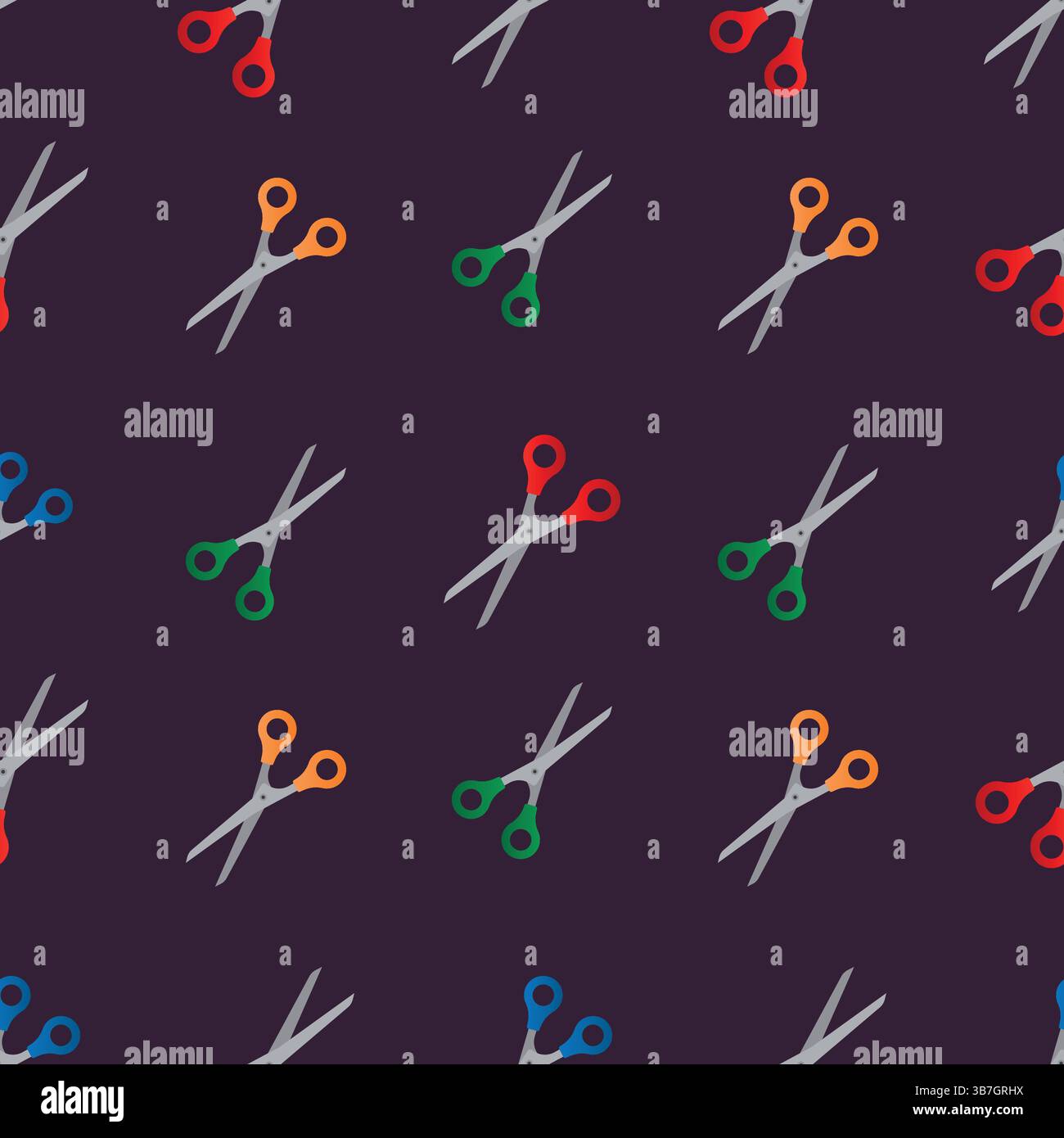 Seamless vector pattern blue red green yellow scissors Stock Vector