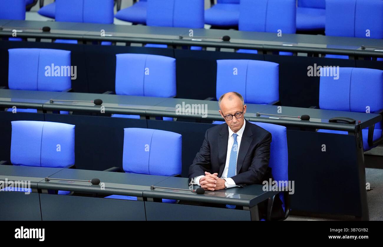 06 May 2025, Berlin: Federal Chancellor Friedrich Merz (CDU) sits in ...