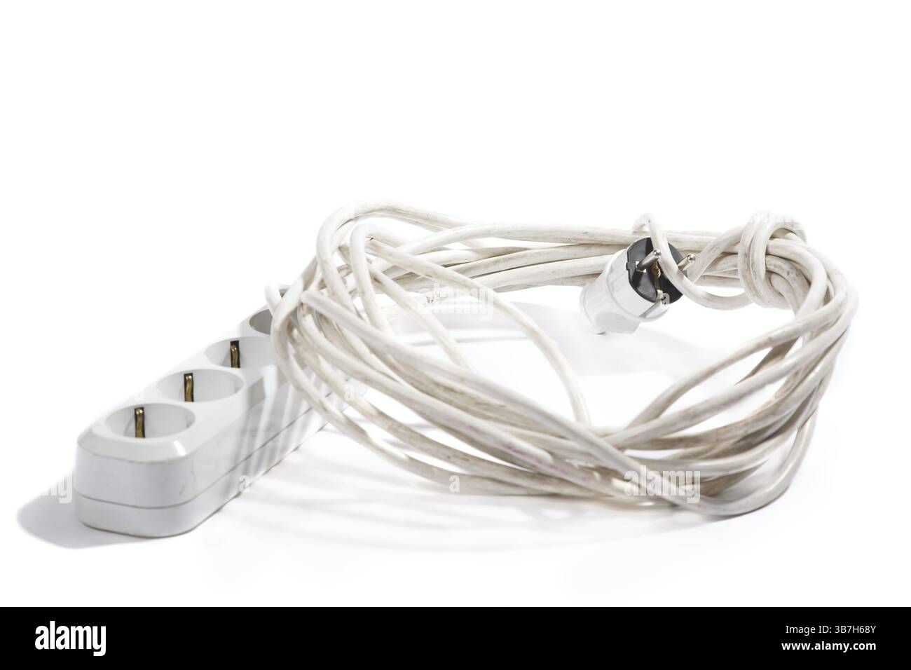 White electric cable isolated on white background Stock Photo