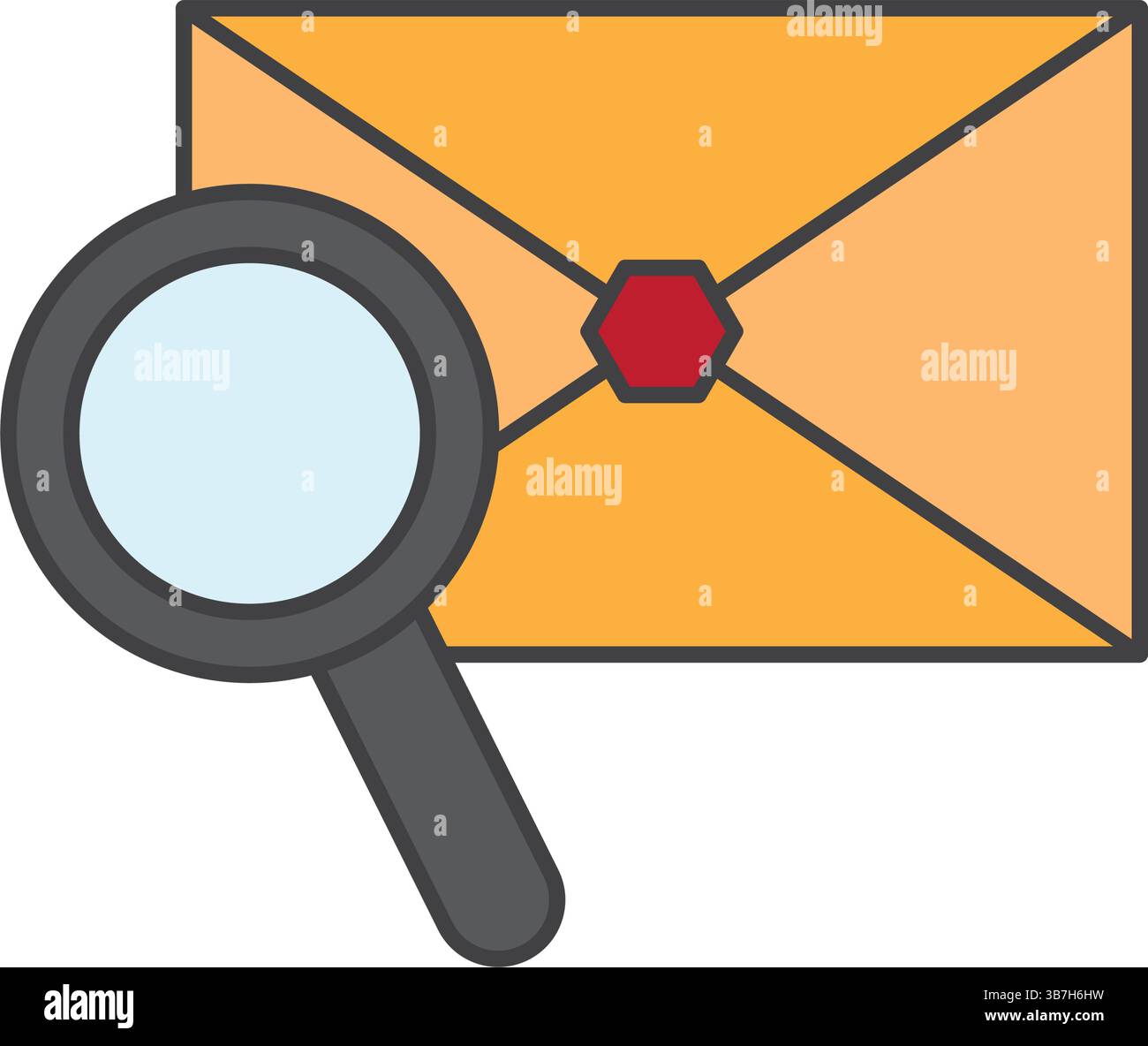 Envelope with magnifier. Vector illustration Stock Vector