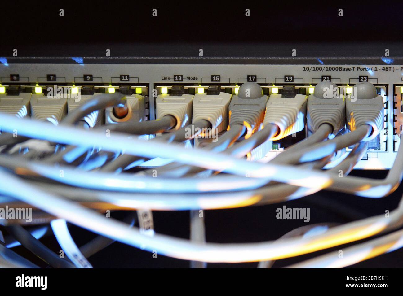 Supercomputer with cables and lamps Stock Photo