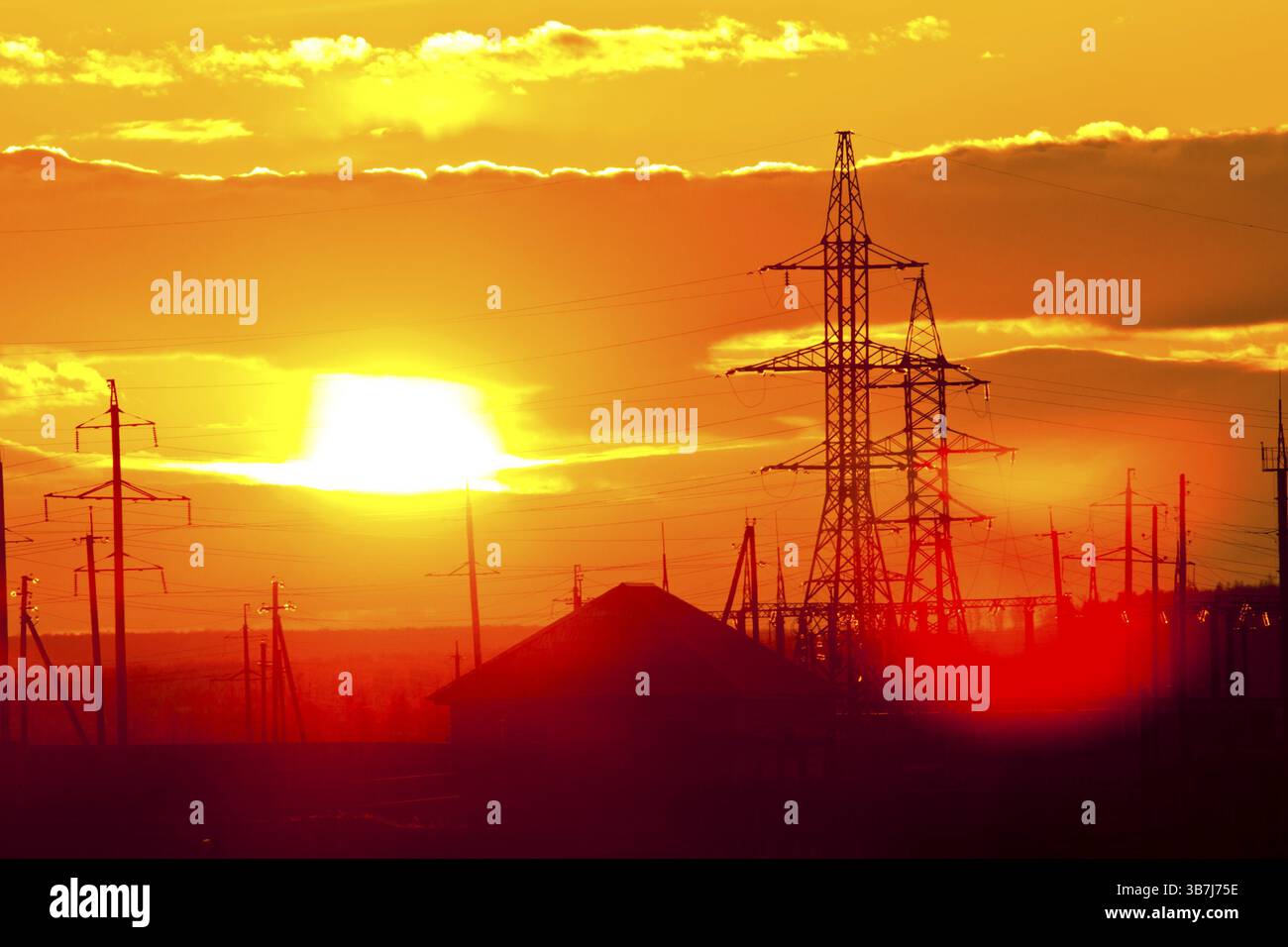 Power lines in moody day hi-res stock photography and images - Alamy