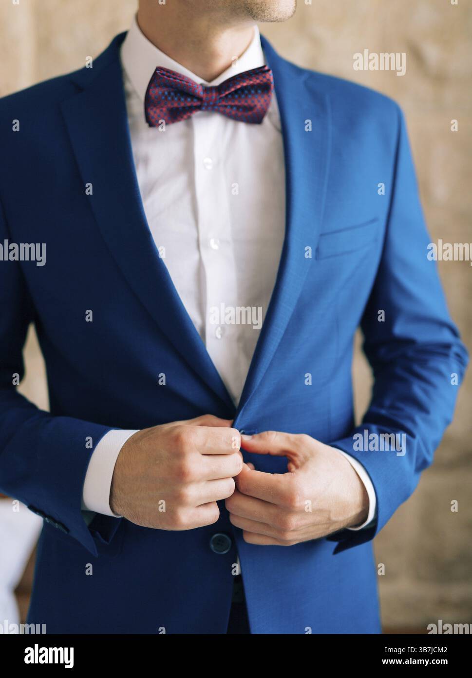 The bow tie. Close the frame. Male chin with bow tie Stock Photo