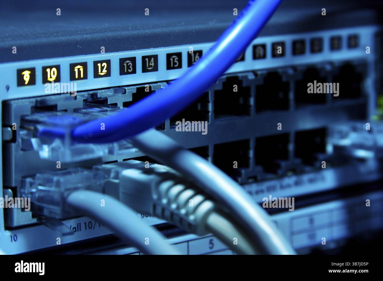 Supercomputer with cables and lamps Stock Photo