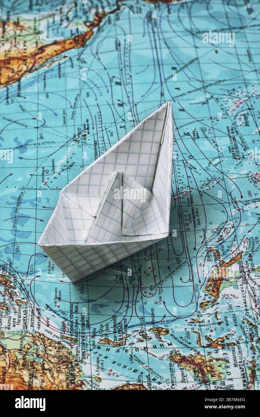 Compass, map of the main tourist instruments Stock Photo - Alamy