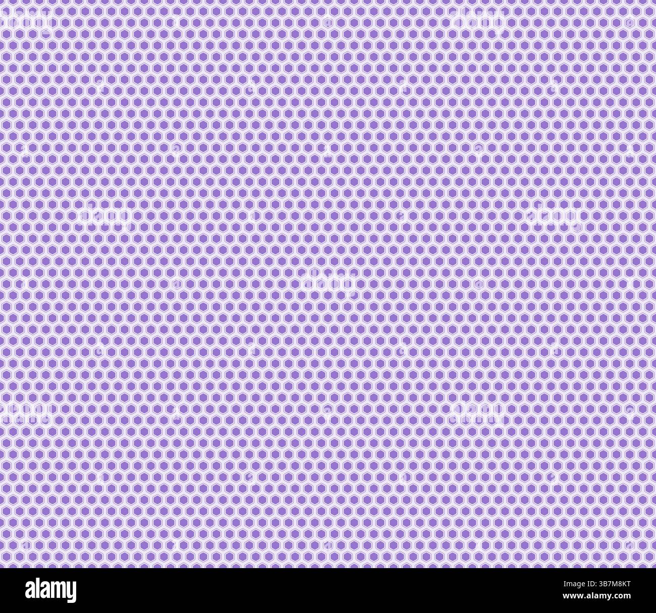 Hexagon Pattern. Medium purple color on matching background. Rounded hexagons mosaic cells with padding and inner solid cells. Stock Vector