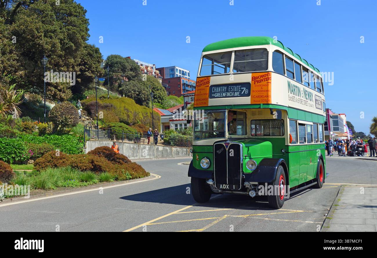 Classic AEC Regent III Double Decker Bus on road Stock Photo