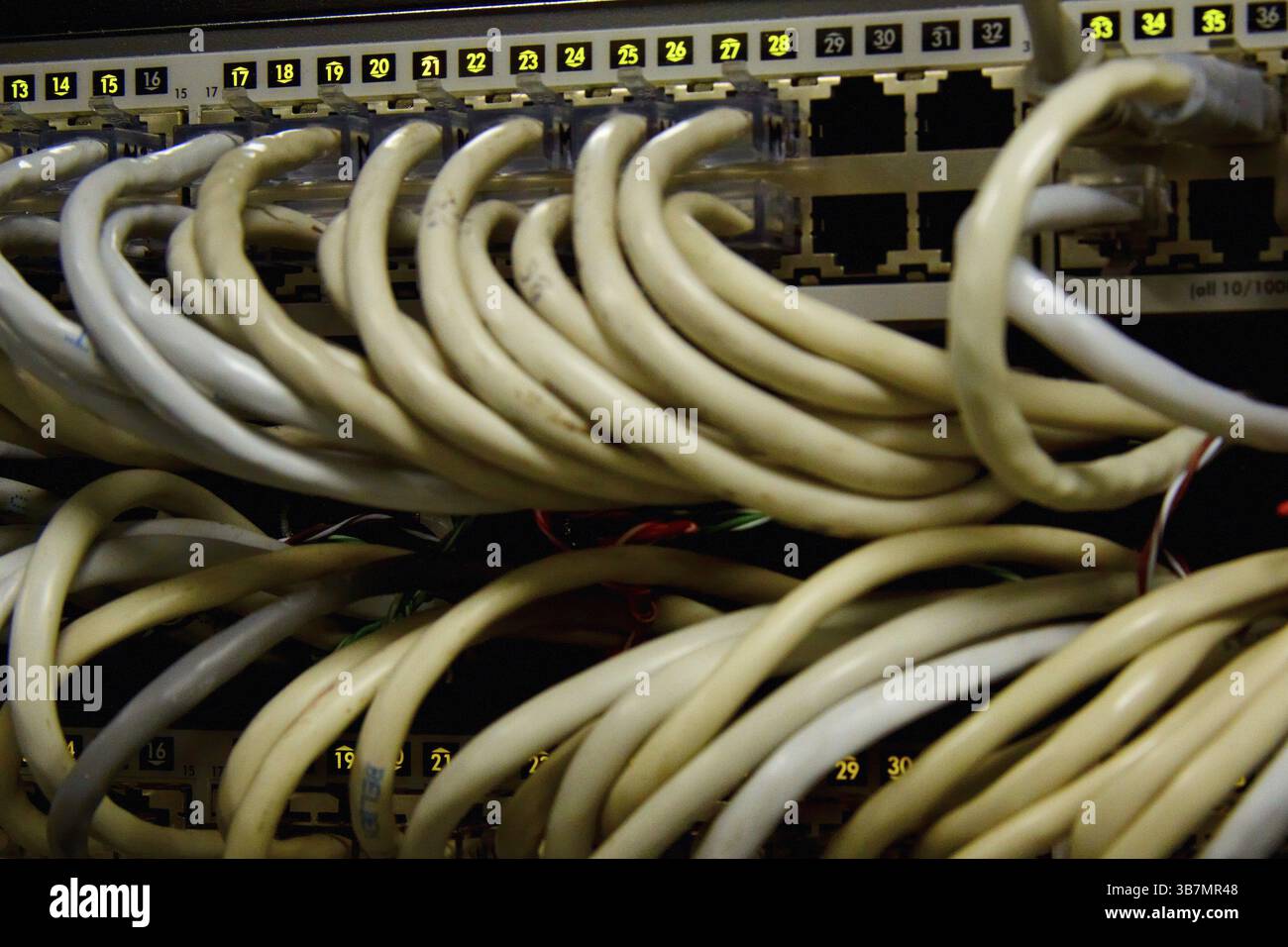 Supercomputer with cables and lamps Stock Photo