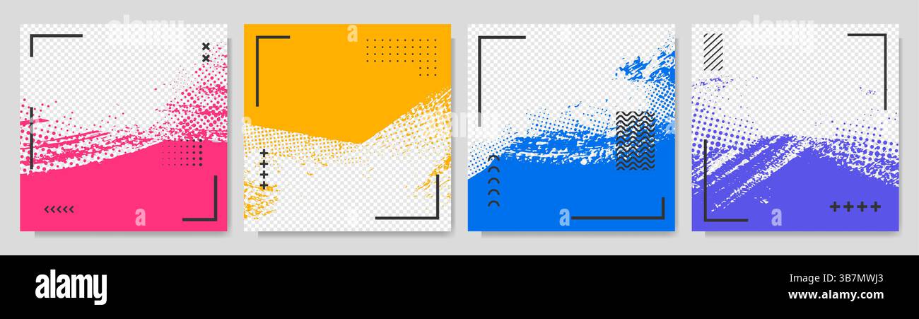 Frame Drawing/design Colors Vector illustration. Hand drawn abstract color frame set with geometric ...