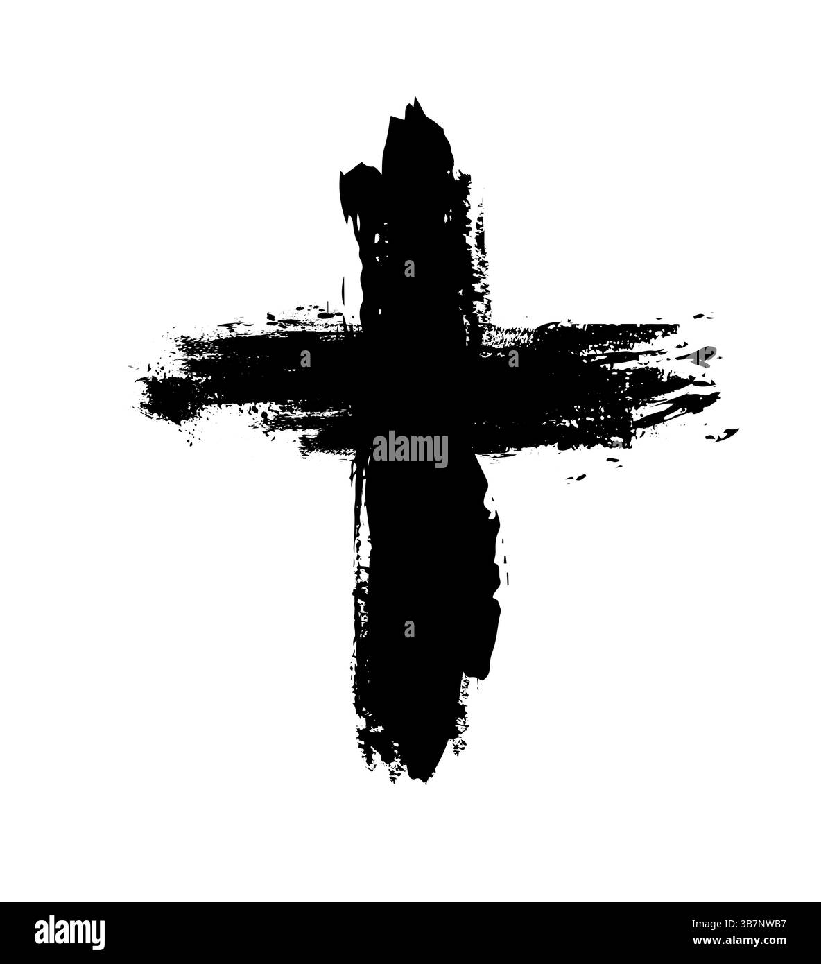 Christian cross vector. Black blotted cross. hand drawn. Not AI, Vector ...
