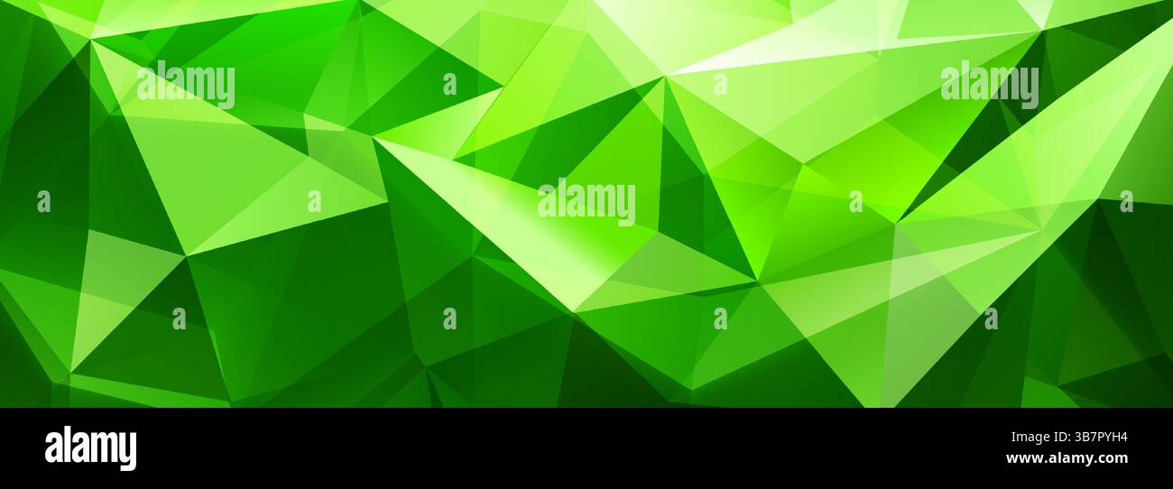 Abstract geometric green vector illustration featuring interconnected polygons and sharp angles, creating a dynamic and modern design. Stock Vector