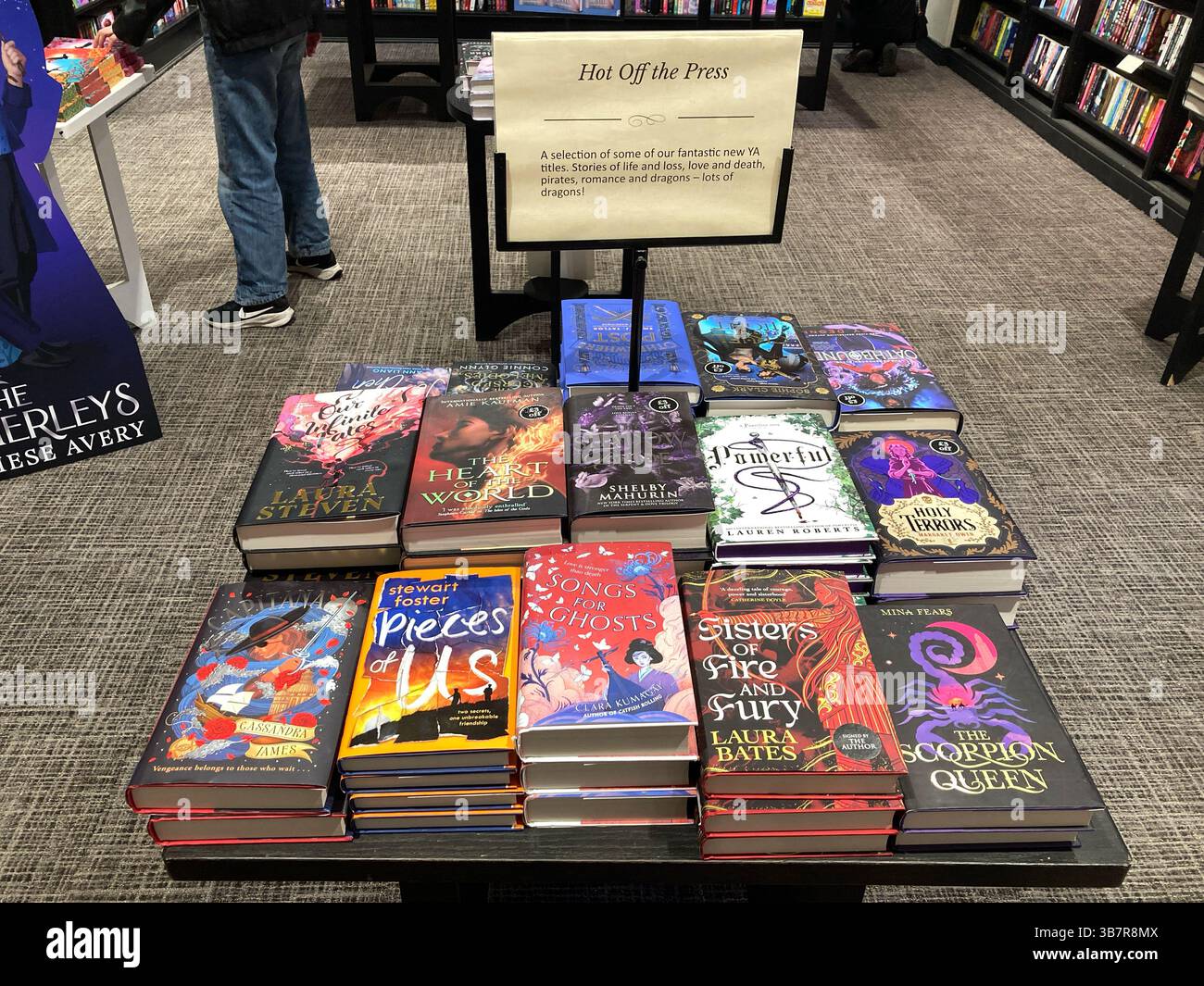 Hot off the press:Latest Hardback books for young adults on sale at the book store - Smartphone Captured Stock Image