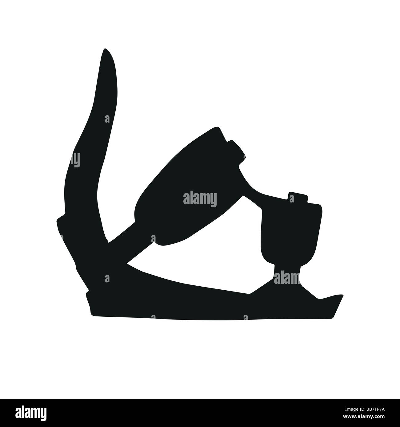 Vector hand drawn snowboard boot silhouette isolated on white background Stock Vector