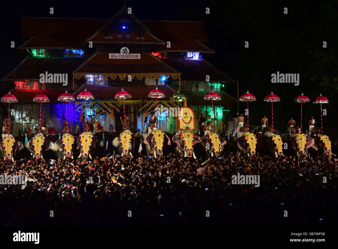 Elephant Welcome Ritual Paramekkavu temple Elephants face Thiruvambadi temple Elephants outside ...
