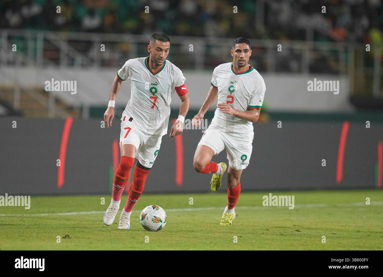 January 24 2024: Hakim Ziyach (Morocco) // during a African Cup of Nations Group F game, Zambia vs Morocco, at Stade Laurent Pokou, San Pedro, Ivory Coast. Kim Price/CSM (Credit Image: © Kim Price/CSM via ZUMA Press Wire) Stock Photo